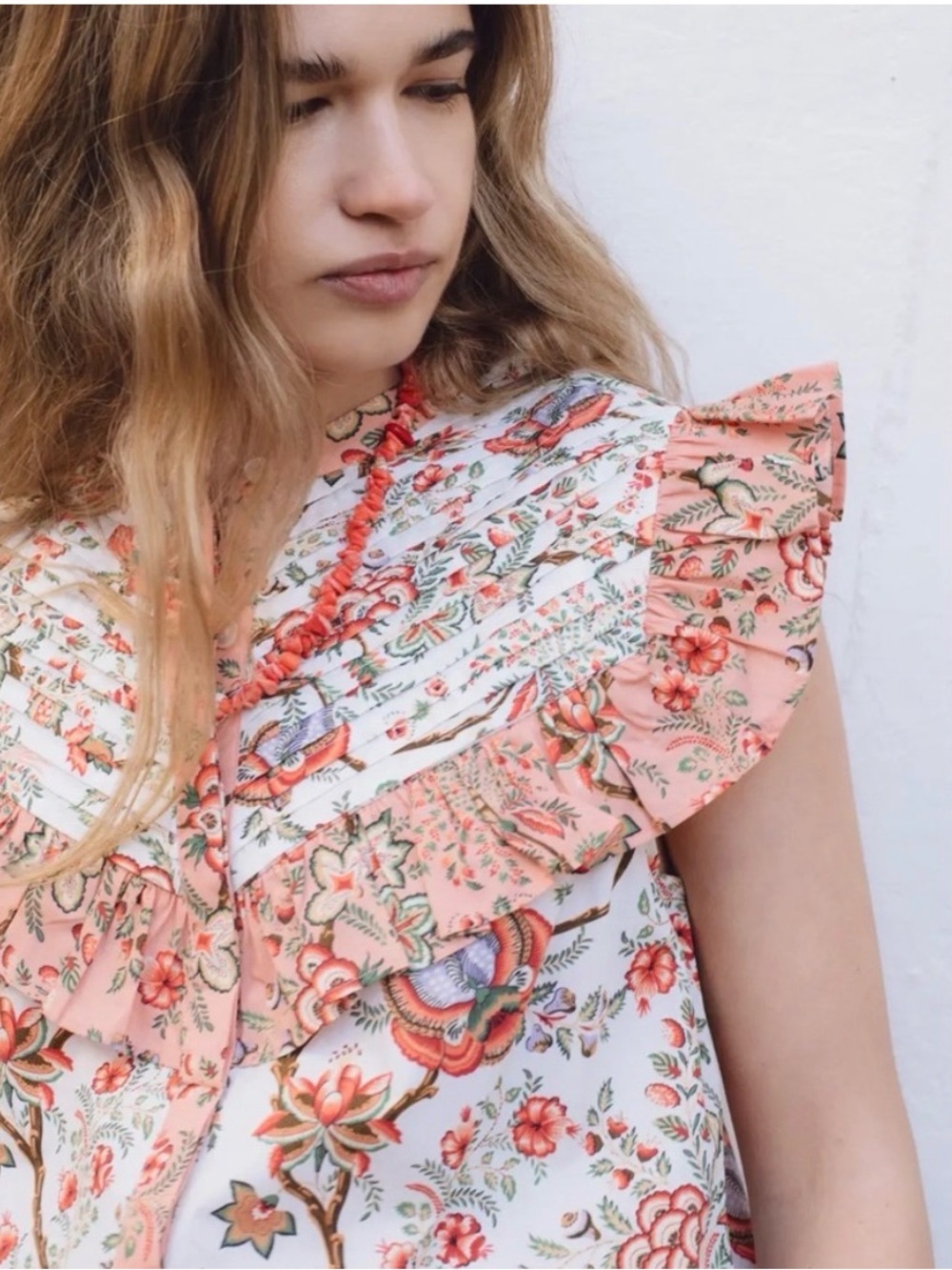 NWT Floral Ruffle Yoke Blouse - Picture 2 of 5
